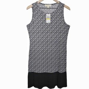 NWT Michael Michael Kors Womens Paisley Black White Print Sheath Dress Size M